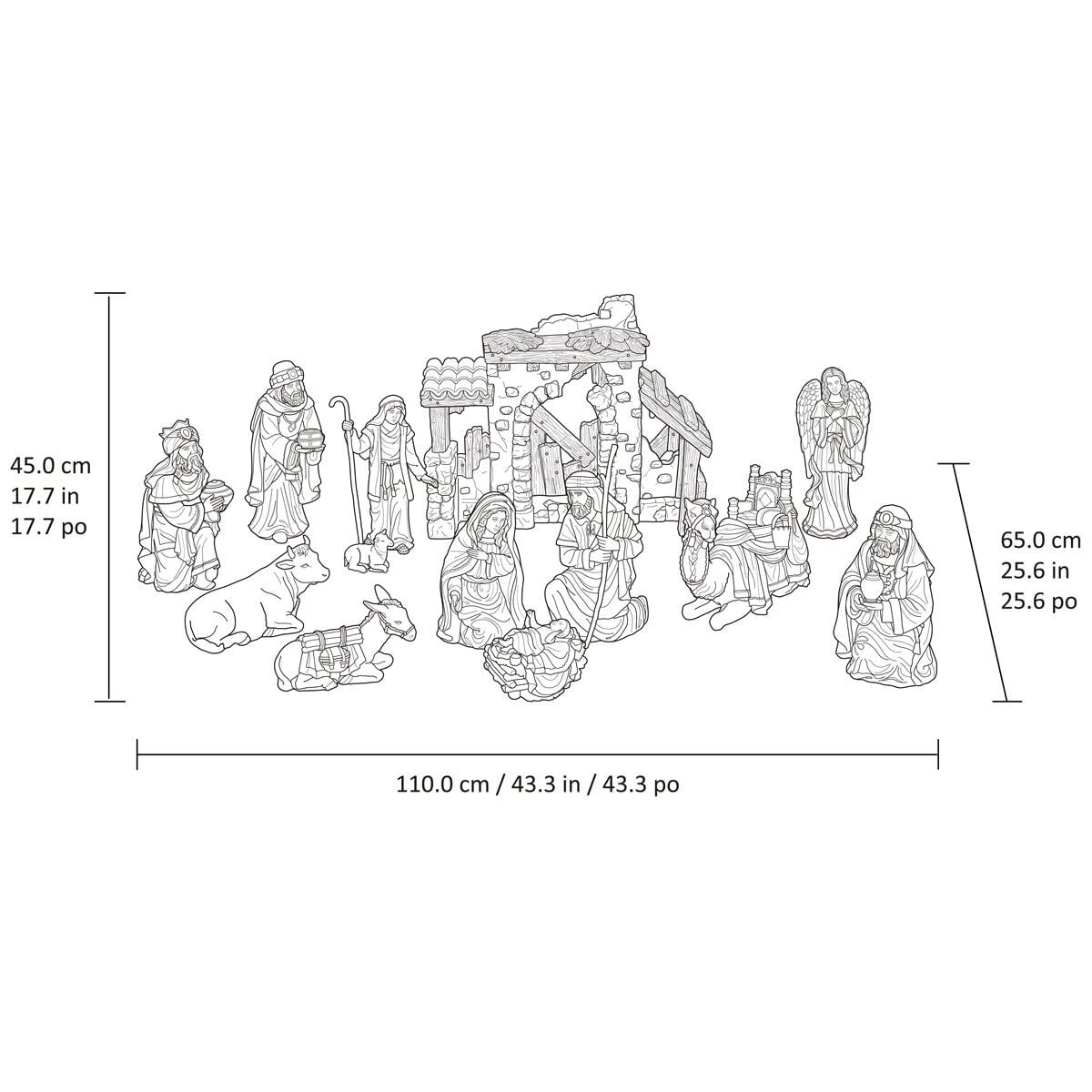 KIRKLAND Signature Hand-Painted Christmas Nativity 13-Piece Set